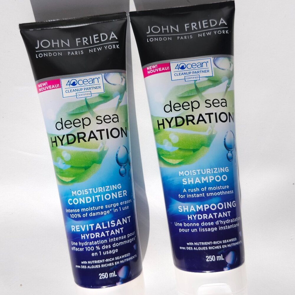 John Frieda Moisturizing Shampoo and Conditioner Set |Deep Sea Hydration Duo NEW
